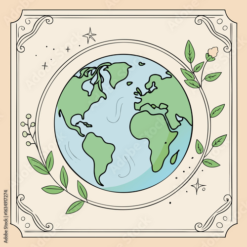 green world map with globe