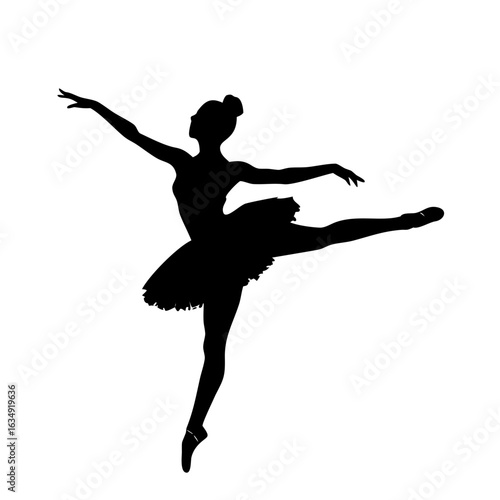 Elegant ballerina dancer ballet tutu performance pose silhouette vector illustration