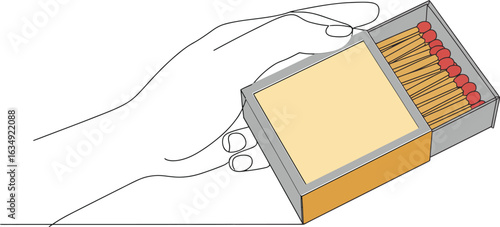 Stock illustration of hand holding a box of safety matches