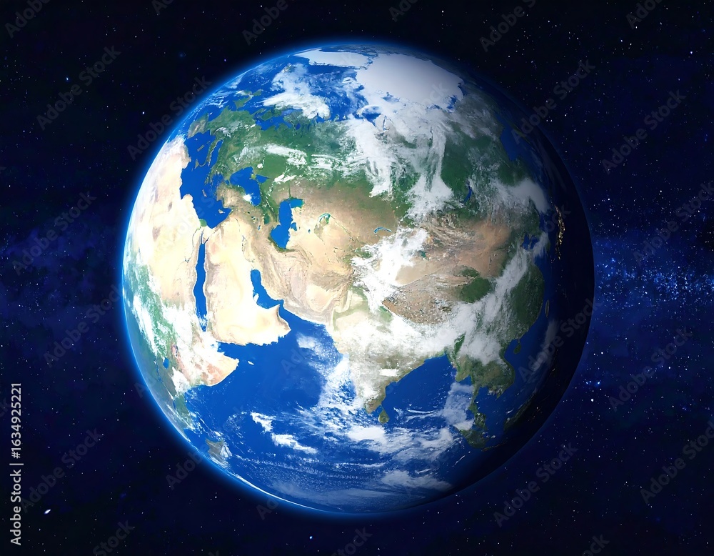 Earth centered in space, showing detail on continents Earth centered in space, showing detail on continents