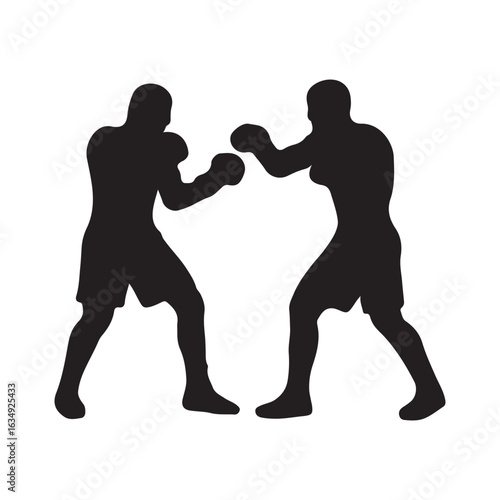 Boxing Fighters Silhouette Vector Set – Combat Sport Training Action Poses

