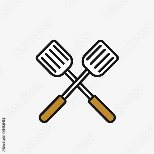 Outline double spatula vector icon on white background