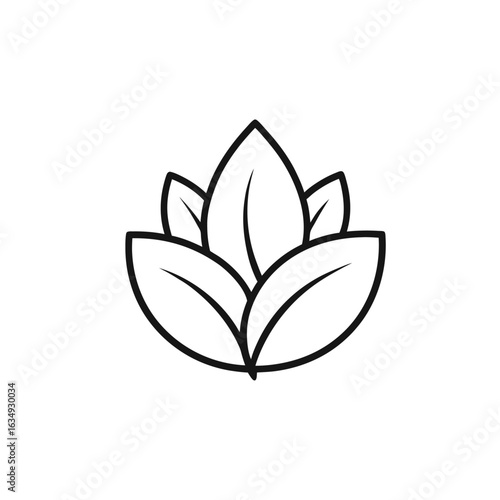 Outline of toothed leaves with ramifications and stock elements