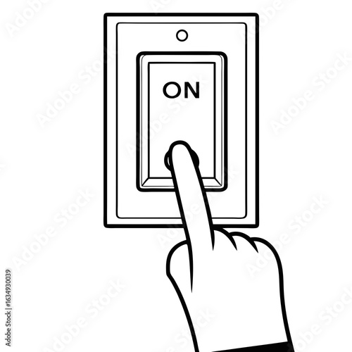 Finger pressing an electrical light switch in the on position