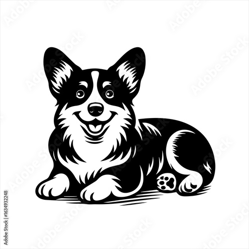 Cute Happy Corgi Dog Vector Illustration.
