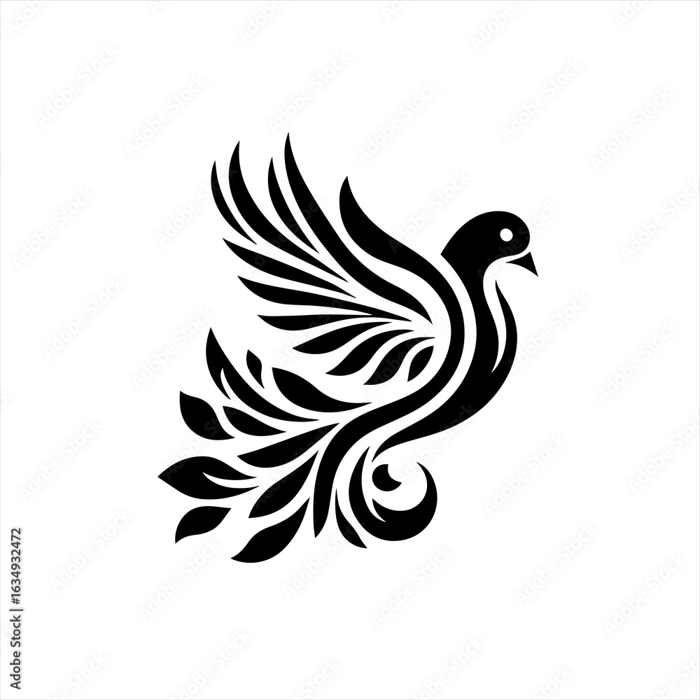 Obraz premium Elegant Stylized Flying Dove Vector Illustration.