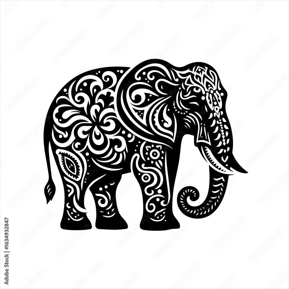 Fototapeta premium Ornate Elephant Decorative Art Illustration.