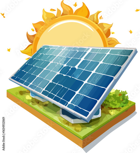 Solar Panel Generating Clean Renewable Energy from Sun.