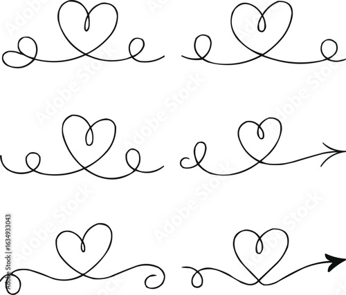 Minimalist Black Line Drawing Heart Set