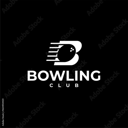 LETTER B INITIAL BOWLING BALL LOGO ICON ILLUSTRATION