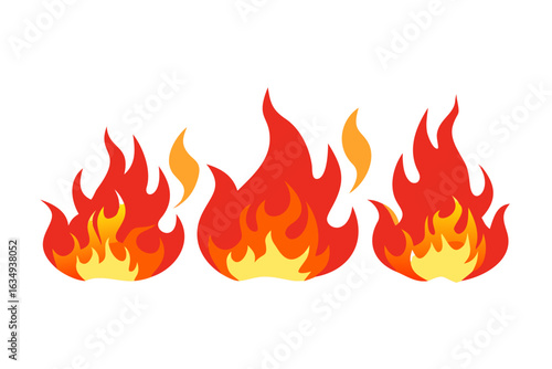 Stylized flames in red and orange on a black background