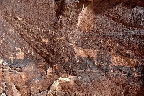 Fényképezés Ancient Procession Panel Petroglyphs at Comb Ridge, Utah – Ancestral Puebloan Ro