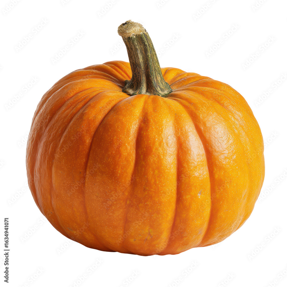 Obraz premium Fresh orange pumpkin isolated on transparent background for autumn and halloween