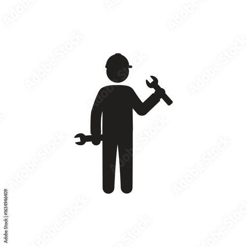 modern detailed professional high quality Title Silhouette of a Handyman with Tools Ready to Work