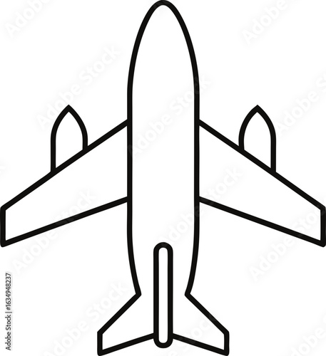 Airplane outline isolated on transparent background