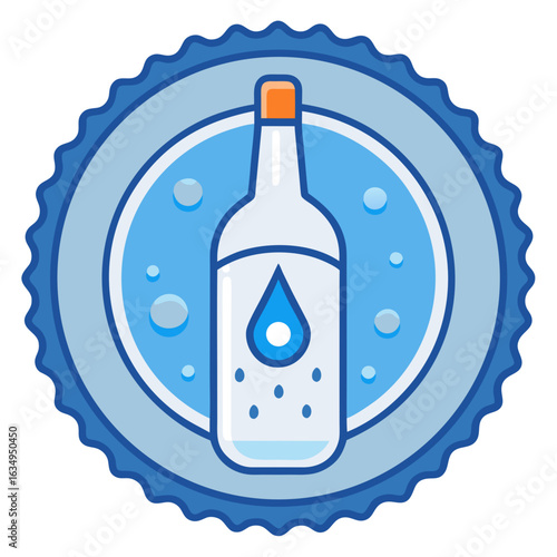Top View Vodka Bottle Cap with Condensation Drops Vector