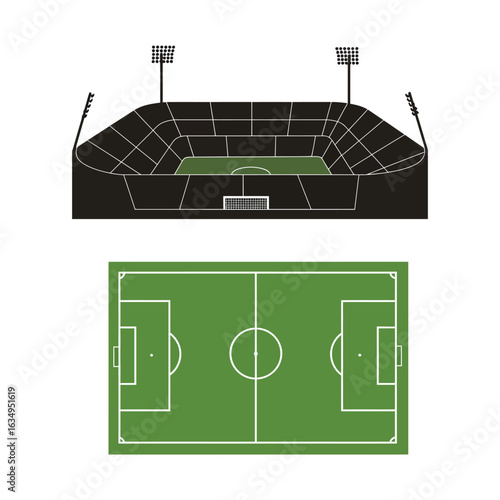 clean stylish elegant modern detailed professional high quality Silhouette of a Stadium and Soccer Field