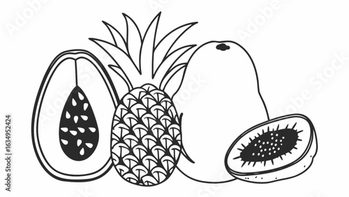 Tropical fruit medley evokes freshness and vibrant health benefits, perfect for summer promotions and healthy lifestyle campaigns