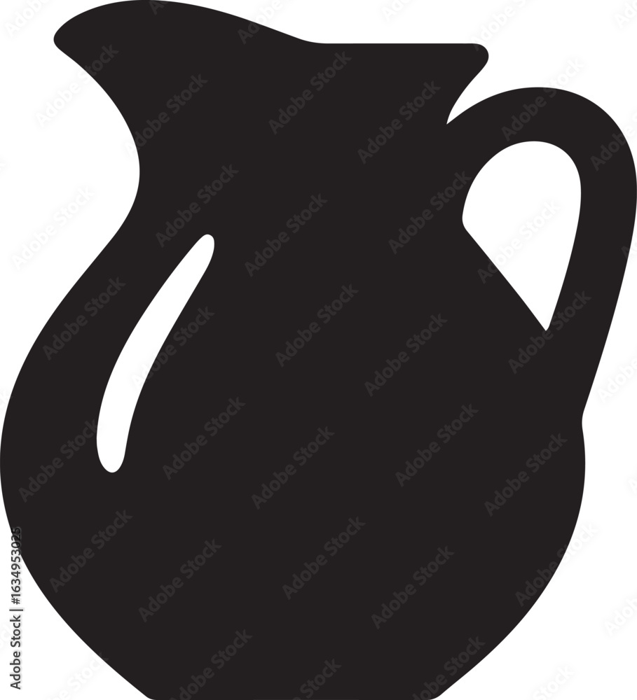 Obraz premium Classic Jug Silhouette – Bold Black Vector Design for Kitchenware & Drink Graphics