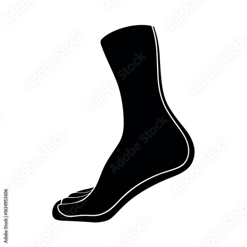 Black silhouette of a human foot with high arch white