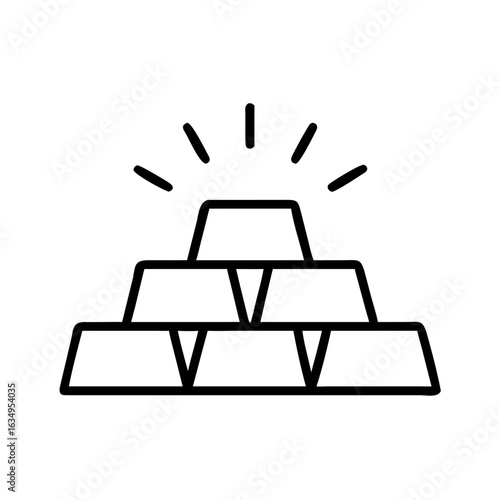 Gold ingots stacked in a minimalist style with simple lines  