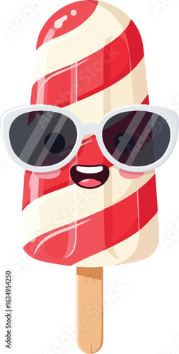 Cute cartoon popsicle with sunglasses, a refreshing summer treat