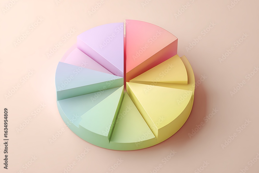 Obraz premium Soft pastel circle infographic with delicate color wedges 