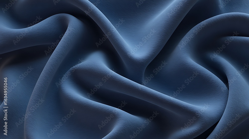 Obraz premium Blue Fabric Waves Texture textile material