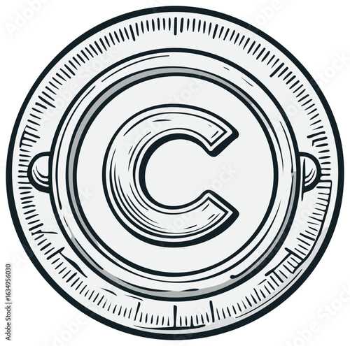Copyright Symbol Illustration Vintage Etching