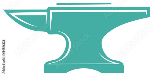 Classic blacksmith anvil side view icon illustration for metalwork and industry