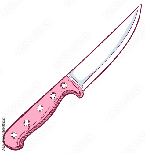 Illustration of Kitchen Knife Sharp Blade Pink Handle Utensil Equipment
