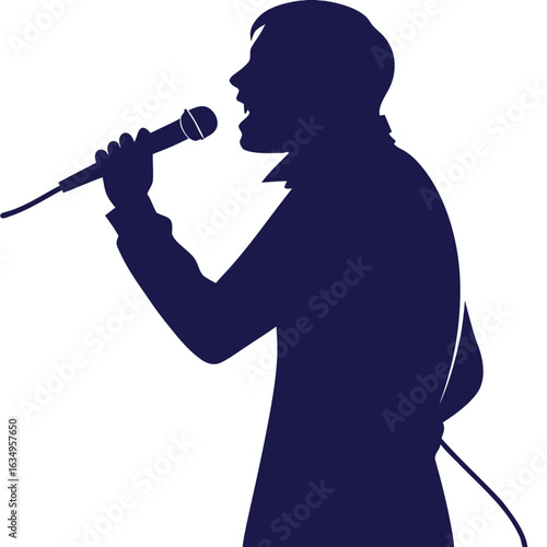 Silhouette Of A Radio Broadcaster With Microphone