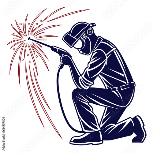 Silhouette Of A Welder With Sparks Flying