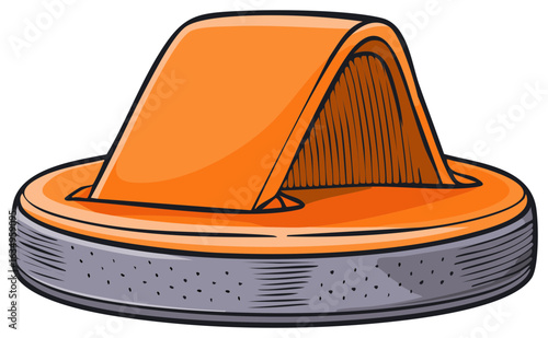 Vibrant Orange Air Hockey Paddle Mallet Illustrated Cartoon Graphic