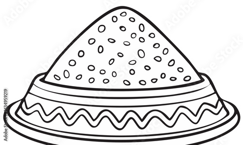 Stylized Illustration of a Pile of Grains in a Decorative Bowl