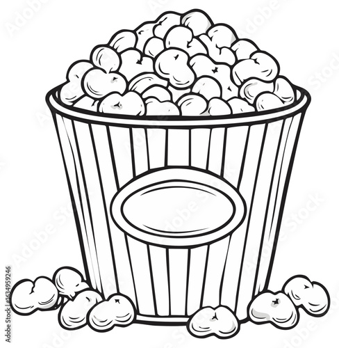 Classic Popcorn Bucket Overflowing with Kernels Movie Snack Treat