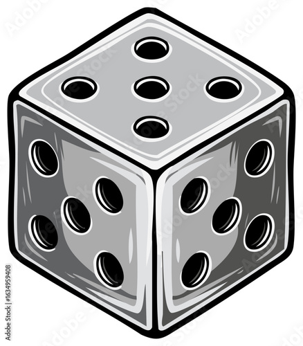 Isolated Dice Vector Illustration Luck Game Probability Chance Six Sided Die