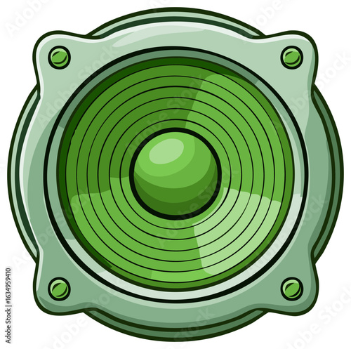 Vibrant Green Cartoon Style Speaker Loudspeaker Isolated Illustration for Audio and Music