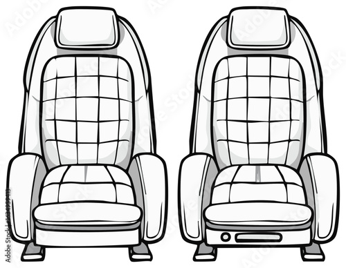 Two futuristic white massage recliners with quilted cushions and ergonomic design for comfort