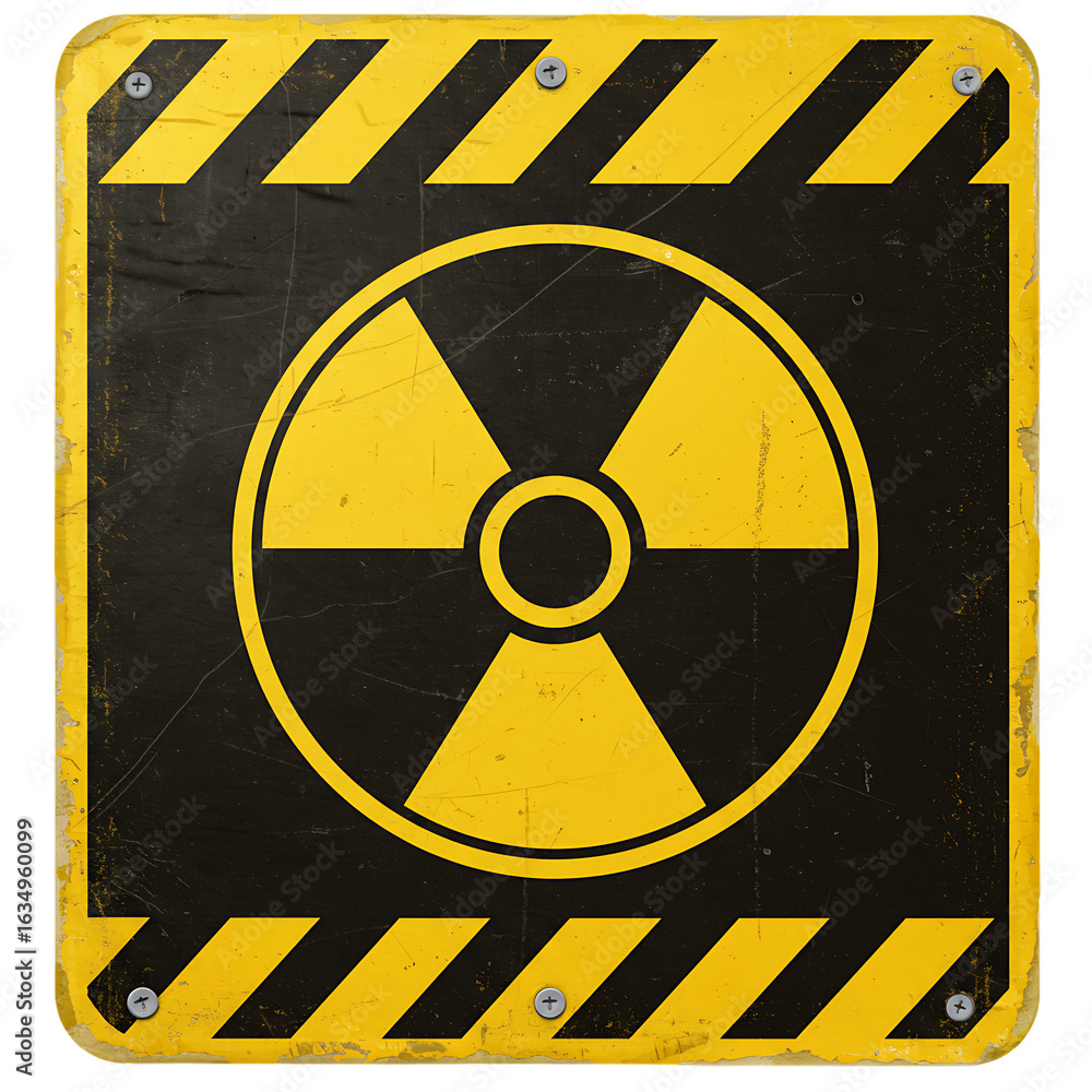 Obraz premium Radiation Hazard Warning Sign Yellow Black On Isolated Transparent Background