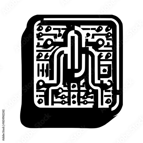 circuit board black icon