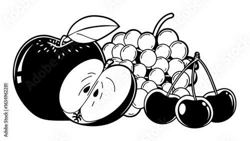 Fresh Apple Grapes Cherries Delicious Healthy Fruit Variety Juicy Sweetness Natural Organic Produce