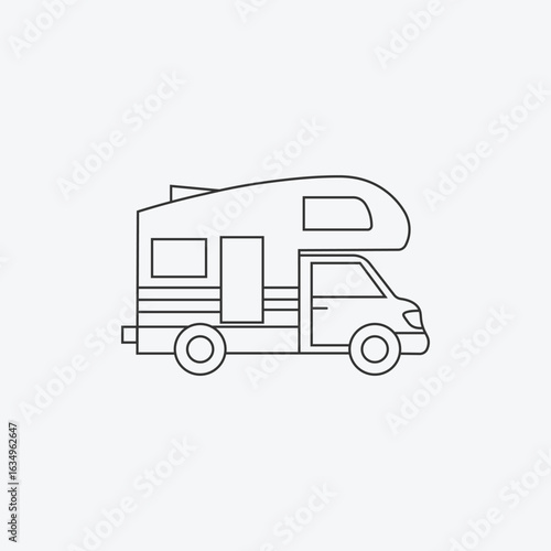 RV and Camper Van Icon for a Family Road Trip, Vacation, and Outdoor Camping Adventure
