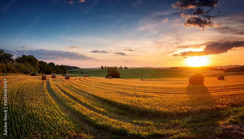 Fototapeta premium sunset in rural field