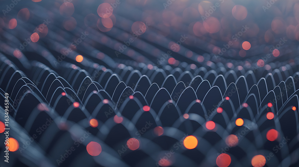 Fototapeta premium Abstract digital landscape, intricate network, glowing points. 