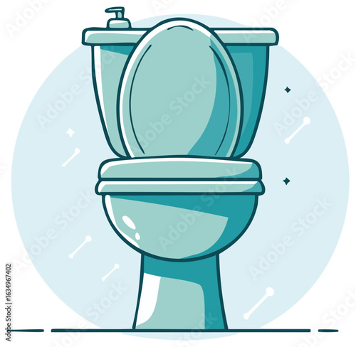 Cartoon toilet with open lid, clean illustration