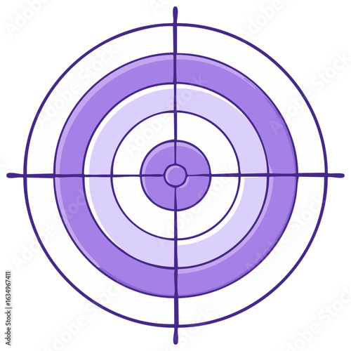 Target practice graphic with purple concentric circles and crosshairs for aiming accuracy