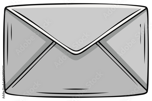 Isolated gray envelope illustration showcasing paper mail, communication and correspondence concept, minimalist design