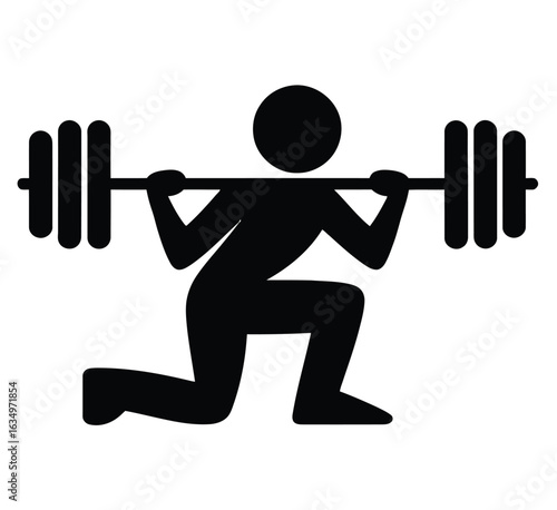 Weightlifting Silhouette - Powerlifting Barbell Squat Deadlift Gym Fitness Vector Icon