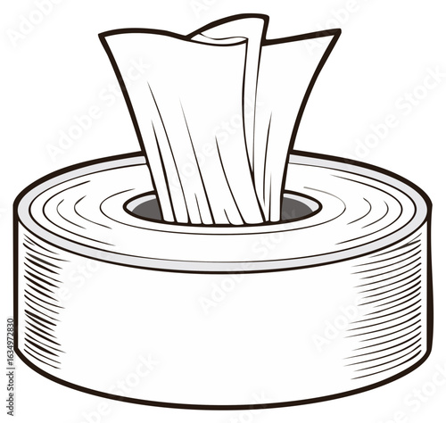 Tissue Box Graphic Illustration with White Tissues Emerging for Healthcare